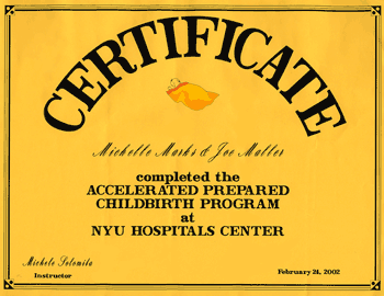 NYU Accelerated Prepared Childbirth Program Certificate