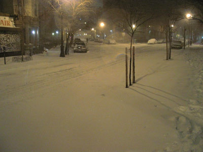 Snow covered sidewalk